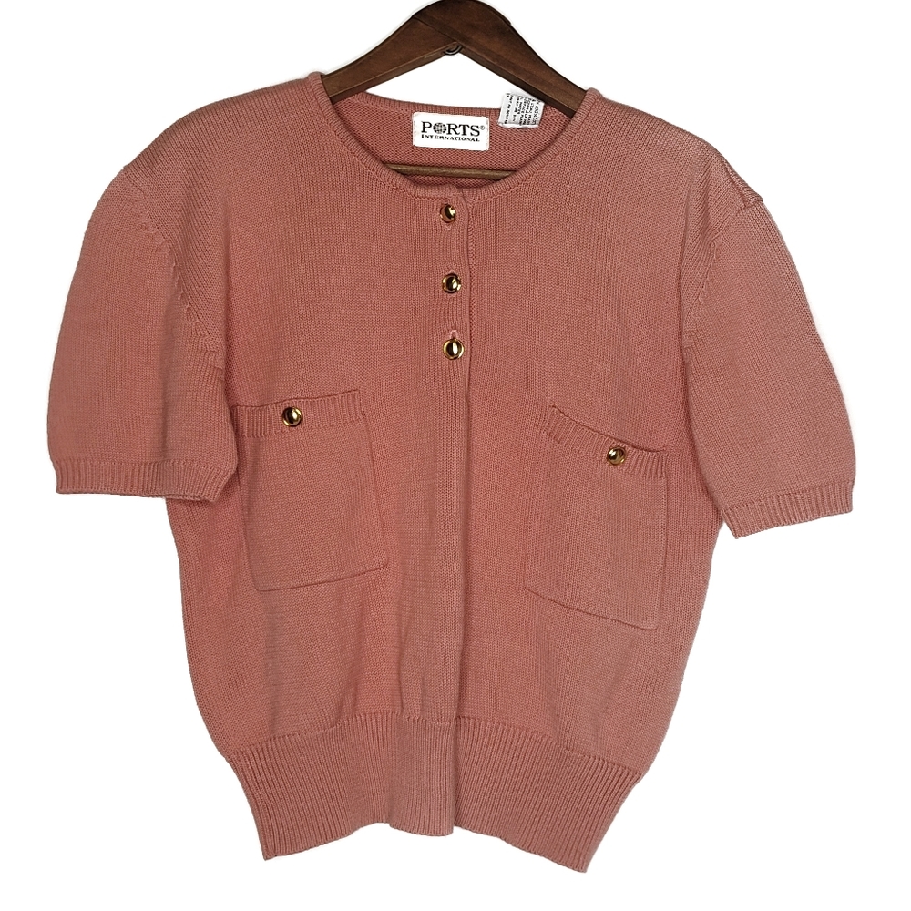 Ports International | Vintage 100% Cotton Short Sleeve Sweater Medium